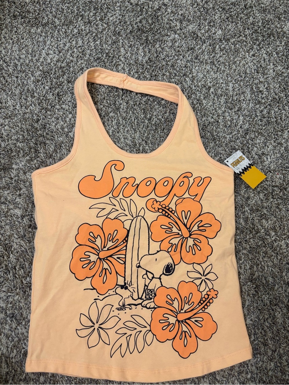 Snoopy women’s Peach Graphic halter Top Sz Small